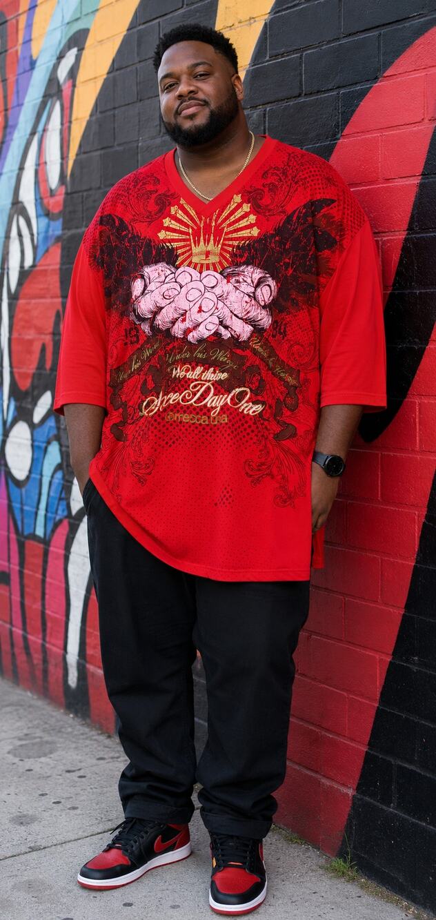Mecca Red Graphic Shirt Mens 4X Y2K Hip Hop Streetwear Longline